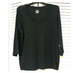 Jones NY Cotton Black Scoop Neck Top Shirt Sz 3x